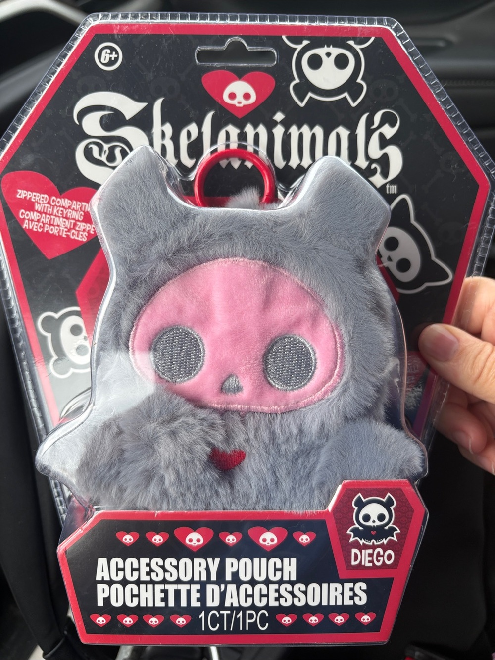 Skelanimals Diego Grey & Pink Accessory Pouch